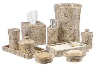 MarbleCrafter Vinca Fossil Stone Bath Collection - 8 pieces