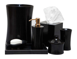 MarbleCrafter Vinca Jet Black Marble Bath Collection - 8 pieces