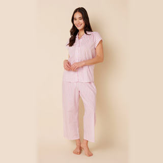 The Cat's Pajamas Classic Stripe Luxe Pima Capri Set