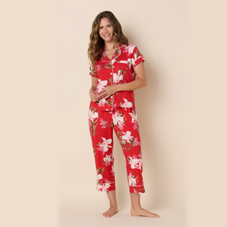The Cat's Pajamas Flora Festiva Pima Knit Capri Set