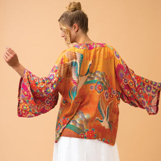 Powder Golden Cranes Kimono Jacket