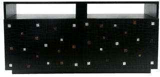 Indo Puri Mosaic Low Credenza with Mother of Pearl Inlaid Accent