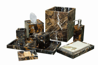 MarbleCrafter Myrtus Black & Gold Marble Bath Collection - 8 pieces