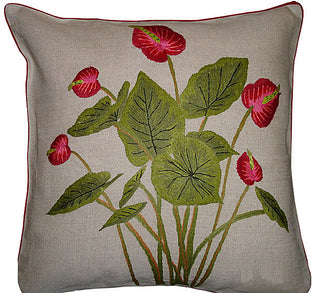 Pablo Mekis Decorative Pillow - Flor Solferina In Natural Linen
