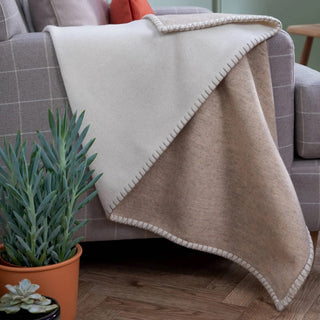 Johnstons of Elgin Reversible Blanket Stitched Throw