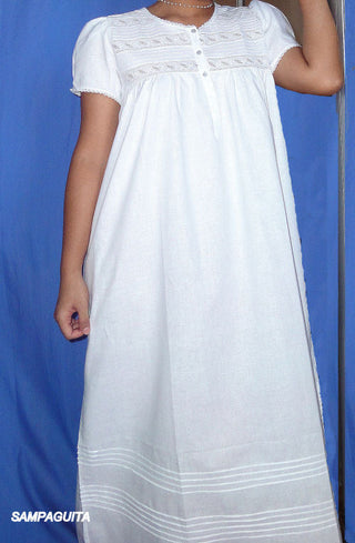 Thea Sampaguita Short Sleeve 44" Gown