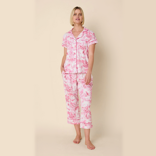 The Cat's Pajamas Palm Grove Toile Pima Knit Capri Set