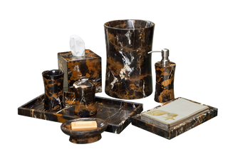 MarbleCrafter Vinca Black & Gold Marble Bath Collection