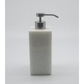 MarbleCrafter Sinon Pearl White Marble Honed Finish Square Soap Dispenser