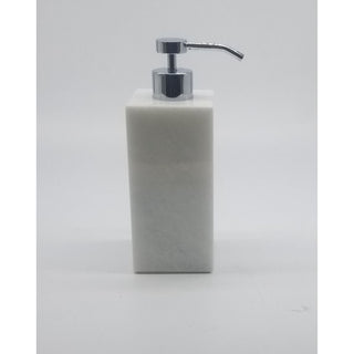 MarbleCrafter Sinon Pearl White Marble Honed Finish Square Soap Dispenser