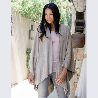 Barefoot Dreams CozyChic Lite Weekend Wrap - One Size - Heathered Driftwood/Taupe