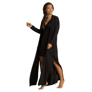 Barefoot Dreams Luxe Milk Jersey Women's Duster Robe - Black
