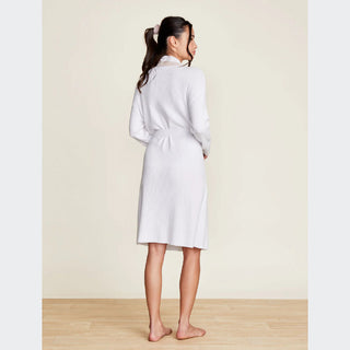 Barefoot Dreams CozyChic Ultra Lite Tipped Ribbed Short Robe - Sea Salt/Shell