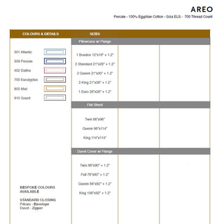Celso de Lemos Areo Luxury Bed Linens - Sizes/Colors