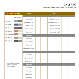 Celso de Lemos Calypso Luxury Bed Linens - Sizes/Colors
