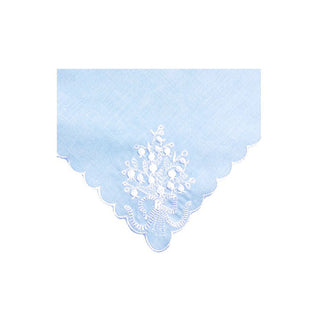 Gerbrend White Lily of the Valley on Light Blue Handkerchief #684-95