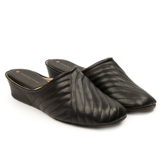 Jacques Levine Indoor Classic Black Pleated Slipper