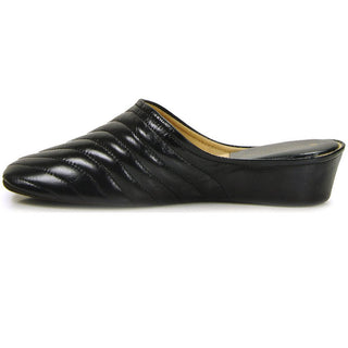 Jacques Levine Indoor Classic Black Pleated Slipper