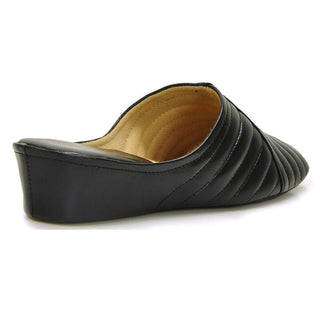 Jacques Levine Indoor Classic Black Pleated Slipper