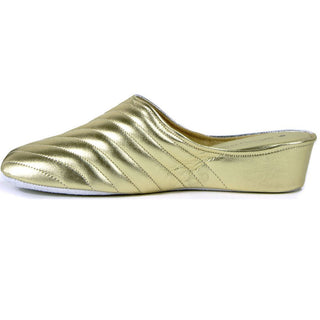 Jacques Levine Indoor Classic Gold/Silver Pleated Slipper