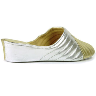 Jacques Levine Indoor Classic Gold/Silver Pleated Slipper