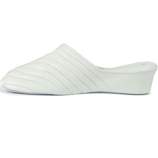 Jacques Levine Indoor Classic White Pleated Slipper