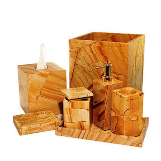 MarbleCrafter Myrtus Teak Stone Bath Collection