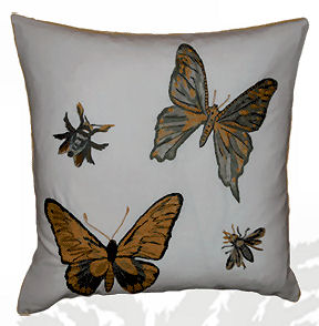 Pablo Mekis Decorative Pillow - Mariposas Vero In Off white Line