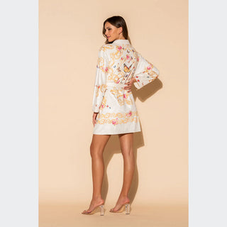 Wrap Up Buttefly White Short Robe