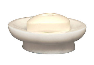 MarbleCrafter Vinca Pearl White Marble Oval Soap Dish