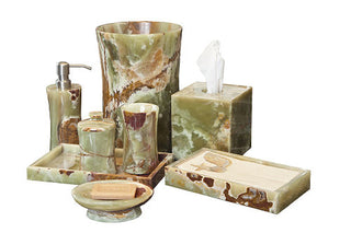 MarbleCrafter Vinca Whirl Green Onyx Bath Collection - 8 pieces