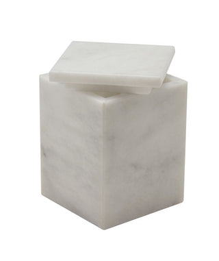 MarbleCrafter Myrtus Pearl White Marble Cannister
