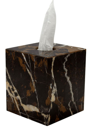 MarbleCrafter Myrtus Black & Gold Marble Tissue Box Holder