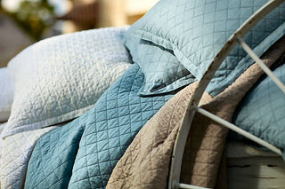 Lili Alessandra Emily Diamond Quilted Linen Coverlet