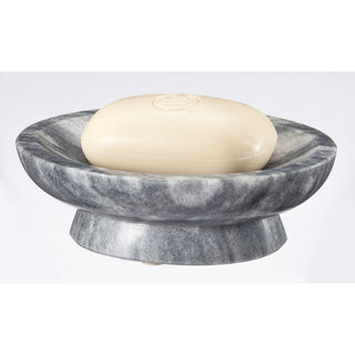 MarbleCrafter Vinca Cloud Gray Marble Oval Soap Dish - BA01-4CG