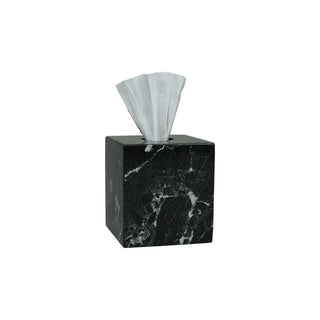 MarbleCrafter Eris Black Zebra Marble Polished Finish Tissue Box Holder - BA02-5BZ