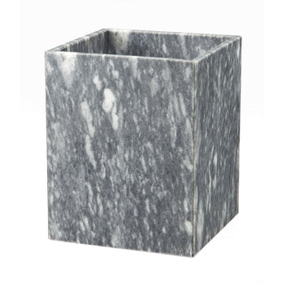 MarbleCrafter Myrtus Cloud Gray Marble Polished Finish Square Waste Bin w/Liner - BA02-6CG