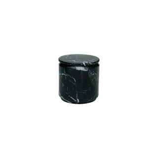 MarbleCrafter Eris Black Zebra Marble Polished Finish 4" x 4" Cylindrical Canister - BA03-31BZ