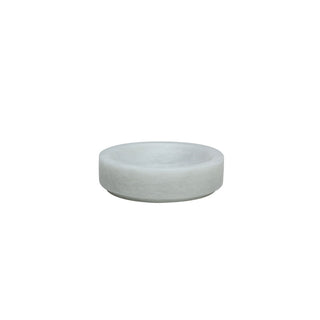 MarbleCrafter Eris Pearl White Marble Honed Finish Round Soap Dish - BA03-4PW