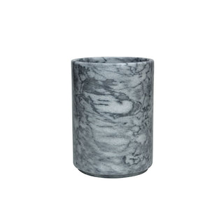 MarbleCrafter Eris Cloud Gray Marble Polished Finish Round Waste Bin w/Liner - BA03-6CG