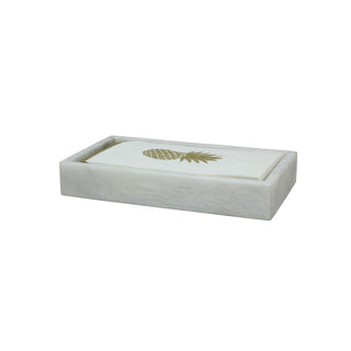 MarbleCrafter Sinon Pearl White Marble Honed Finish Guest Towel Tray