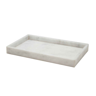 MarbleCrafter Sinon Pearl White Marble Honed Finish Small Vanity Tray