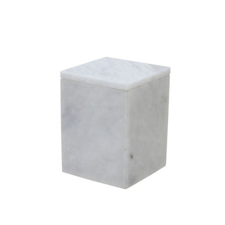 MarbleCrafter Sinon Pearl White Marble Honed Finish Square Canister