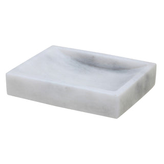 MarbleCrafter Sinon Pearl White Marble Honed Finish Rectangular Soap Dish - BA04-4PW