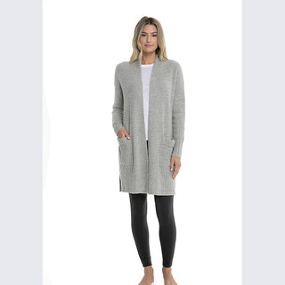 Barefoot Dreams CozyChic Lite Long Weekend Cardi - Heathered Pewter/Silver
