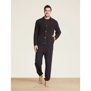 Barefoot Dreams CozyChic Men’s Elbow Patch Cardigan - Carbon