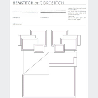 BVN Hemstitch or Cordstitch Bed Linens Placement Chart