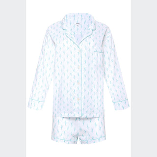 Marigot Lorient Block Print Short Pajama Set - Aqua Shells