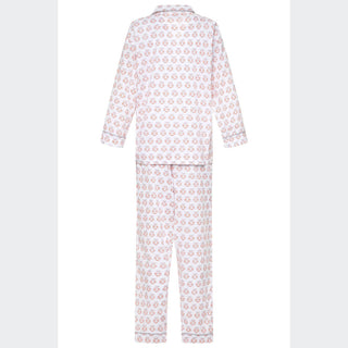 Marigot Lorient Block Print Long Pajama Set - Grey Coral Owl
