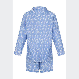 Marigot Lorient Block Print Short Pajama Set - Ice Blue Flamingo